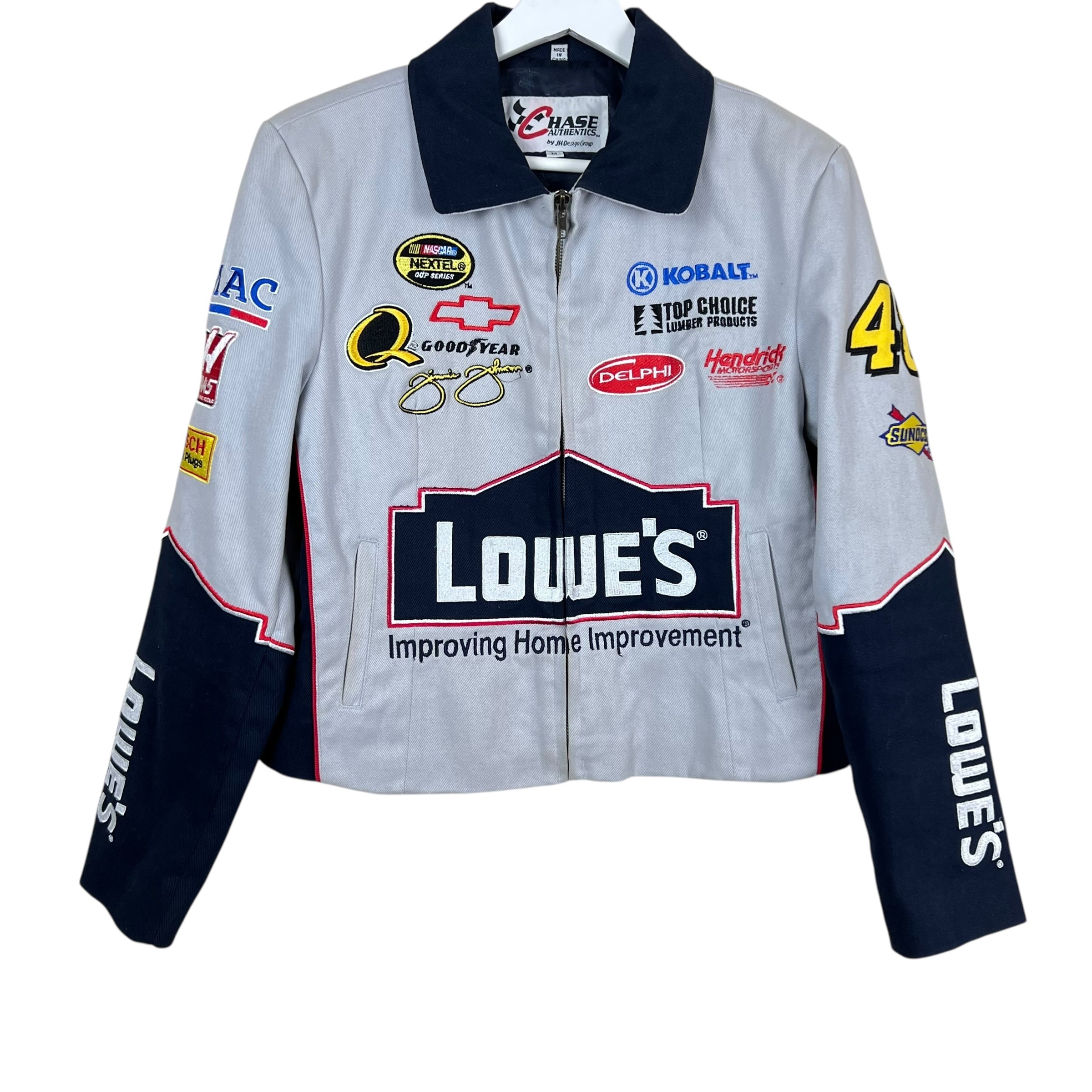Vintage Chase Authentics Women’s NASCAR Jimmy Johnson Lowe’s Cropped Racing Jacket