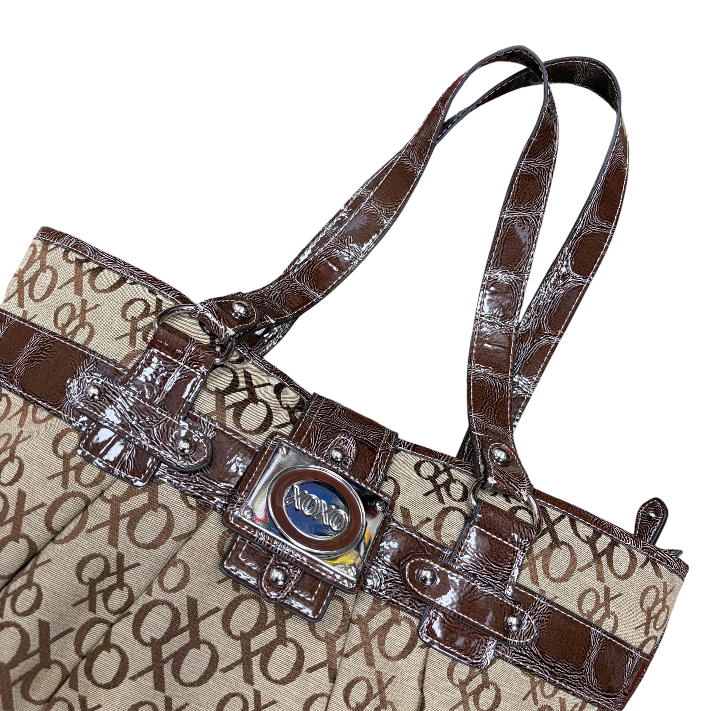 Vintage XOXO Print Tote Bag Brown