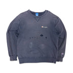 Vintage 90’s Champion Script Logo Thrashed Crewneck Navy