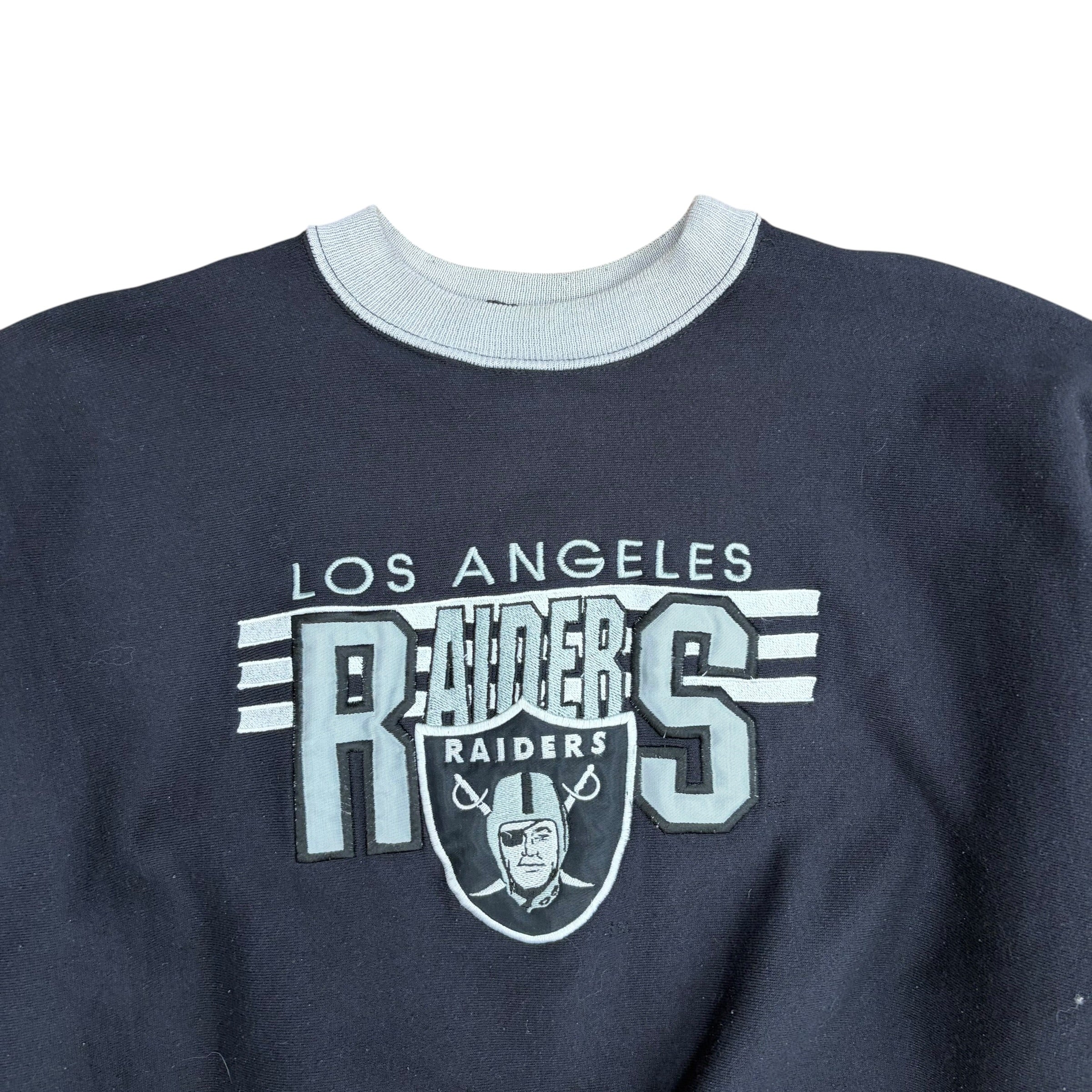 Vintage The Game NFL Los Angeles Raiders Embroidered Logo Crewneck Black