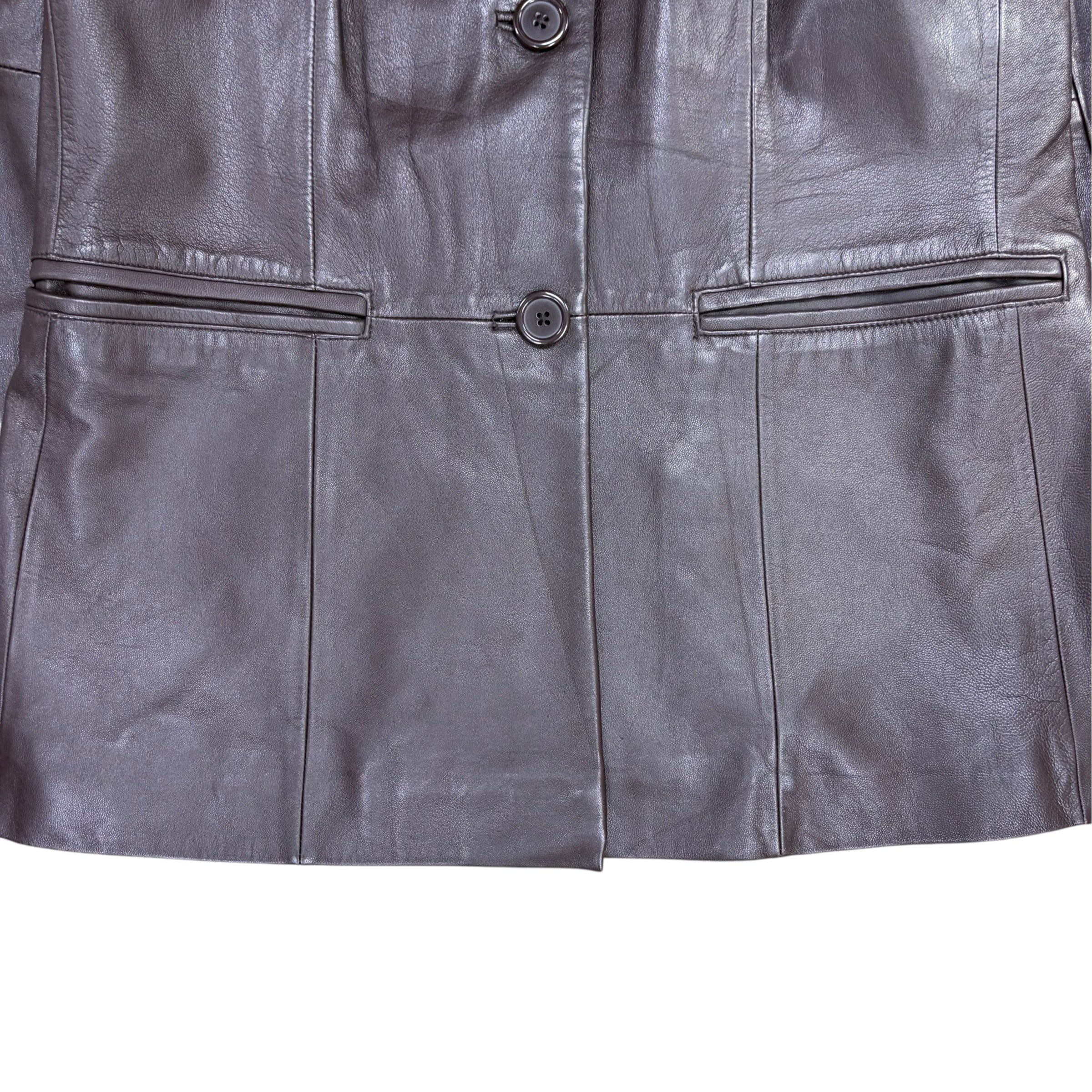 Vintage Preston & York Women’s Leather Trench Coat Dark Brown