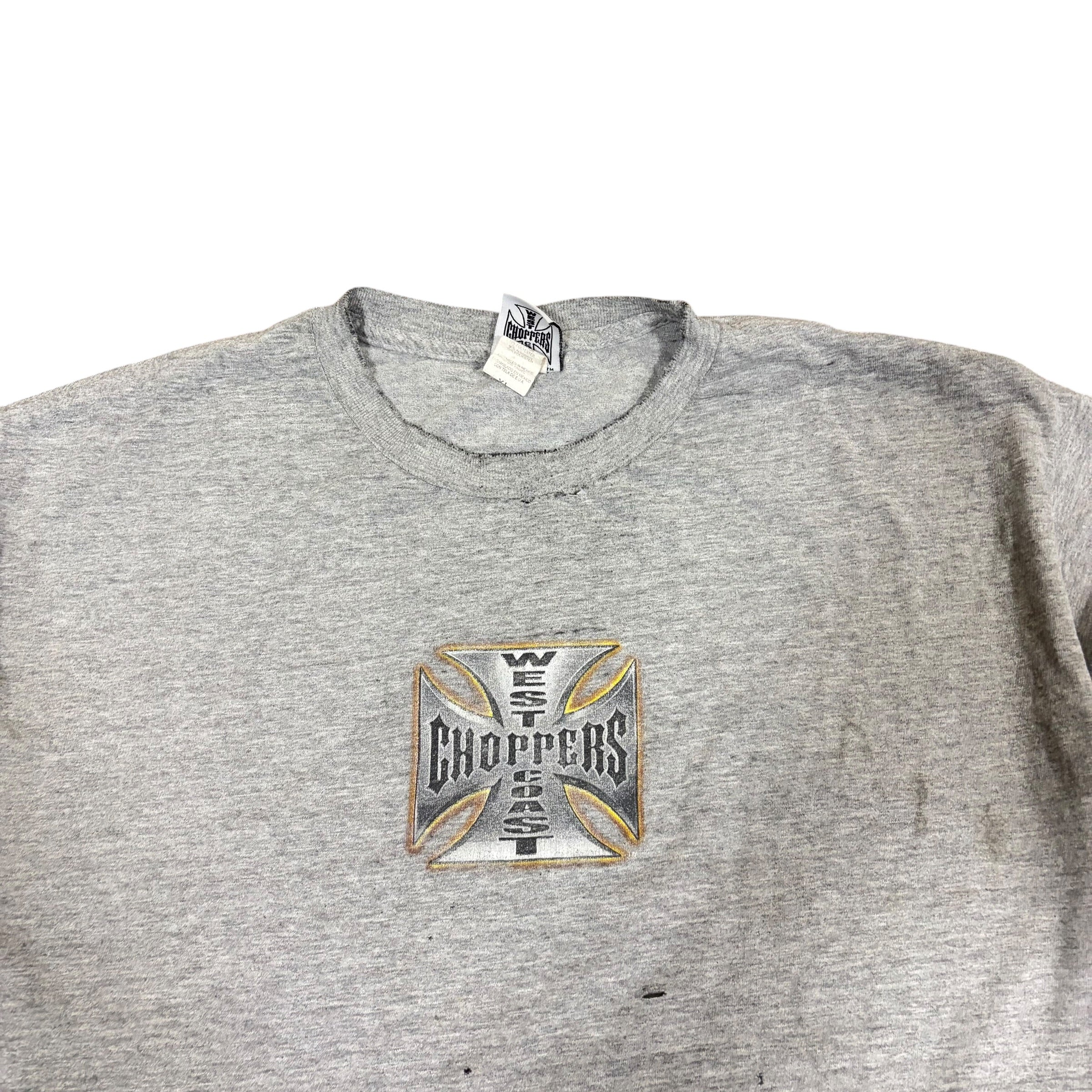 Vintage Y2K West Coast Choppers Long Beach, CA Cross Tee Grey
