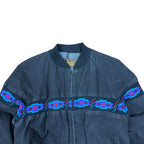 Vintage David James Aztec Stripe Bomber Jacket Black
