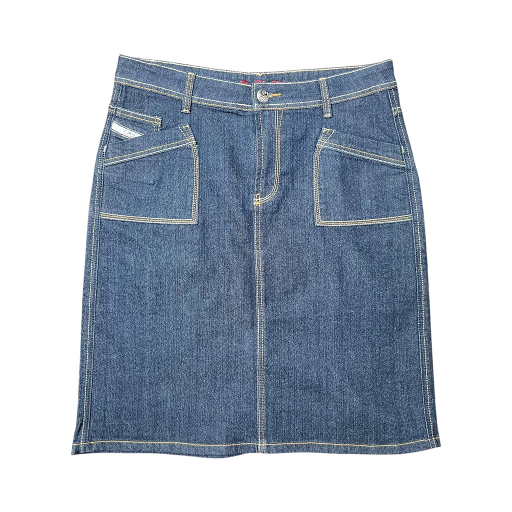 Vintage C-IN-C Women’s Mid Length Denim Skirt Dark Wash