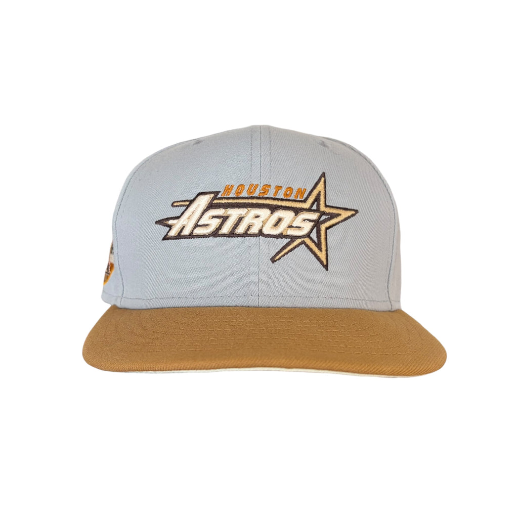 Vintage New Era MLB Houston Astros Spellout Fitted Hat Grey