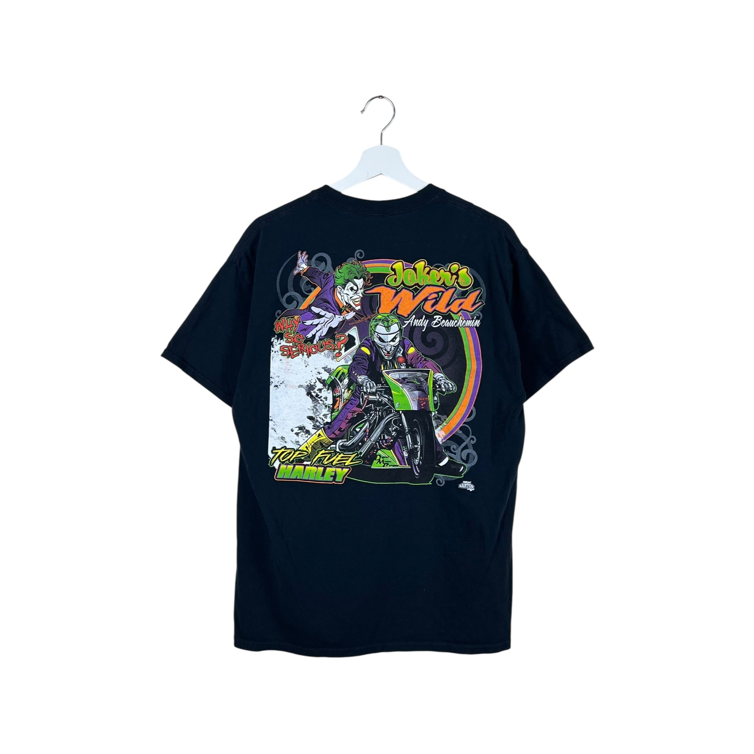 Vintage Jokers Wild Top Fuel Harley Dirt Bike Tee Black