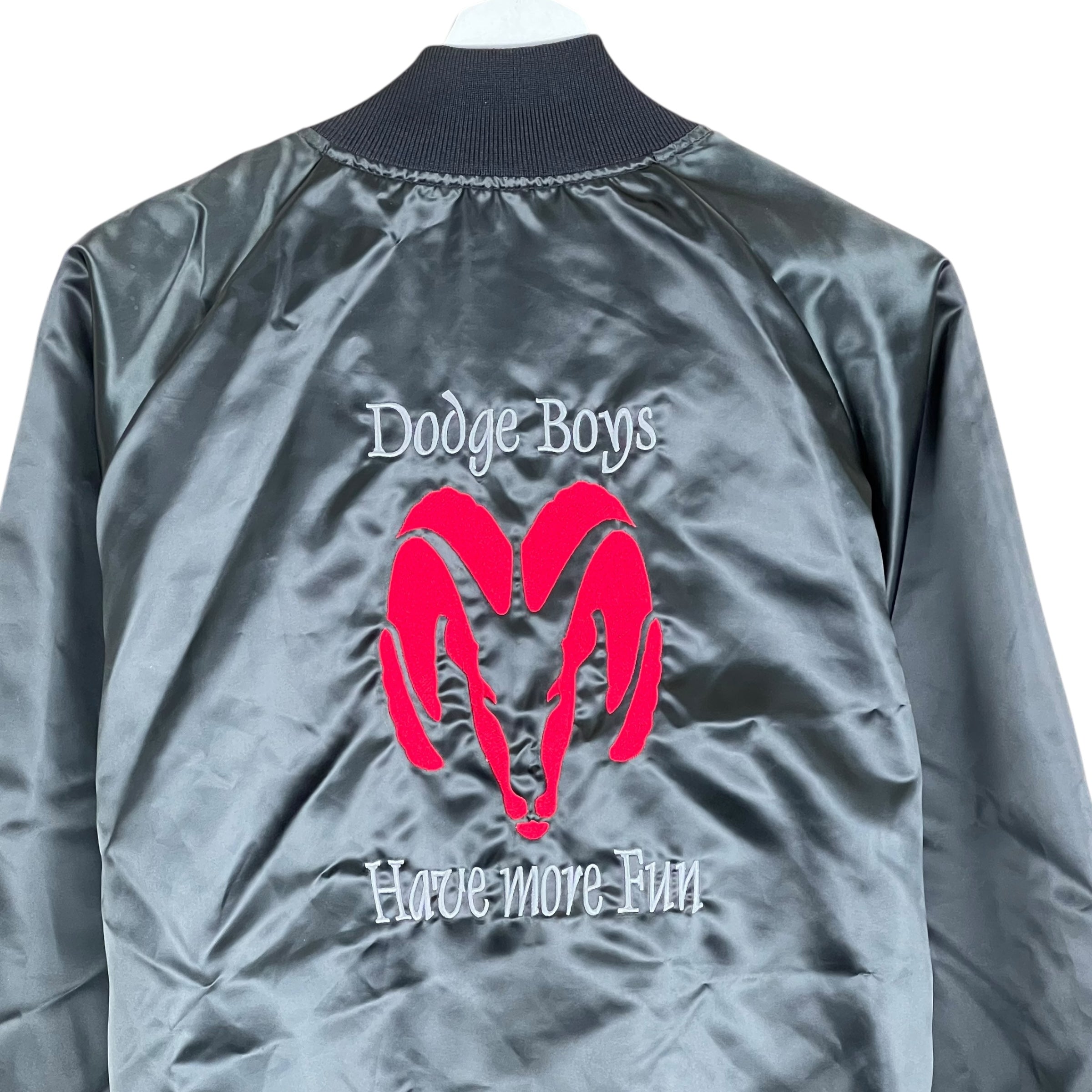 Vintage Trimark “Dodge Boys Have More Fun” Satin Jacket Black