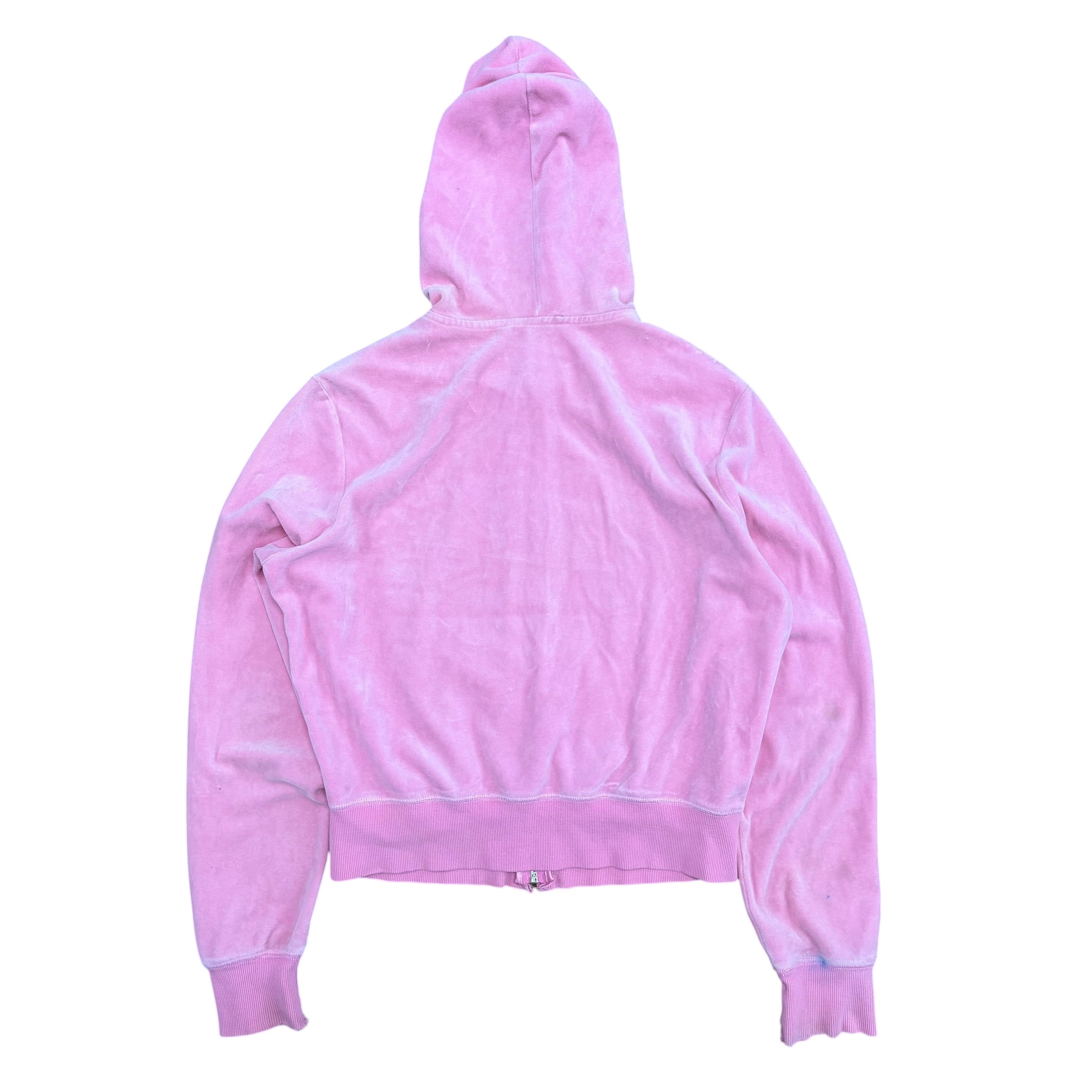 Vintage Bebe Women’s Bedazzled Logo Velour Hoodie Pink