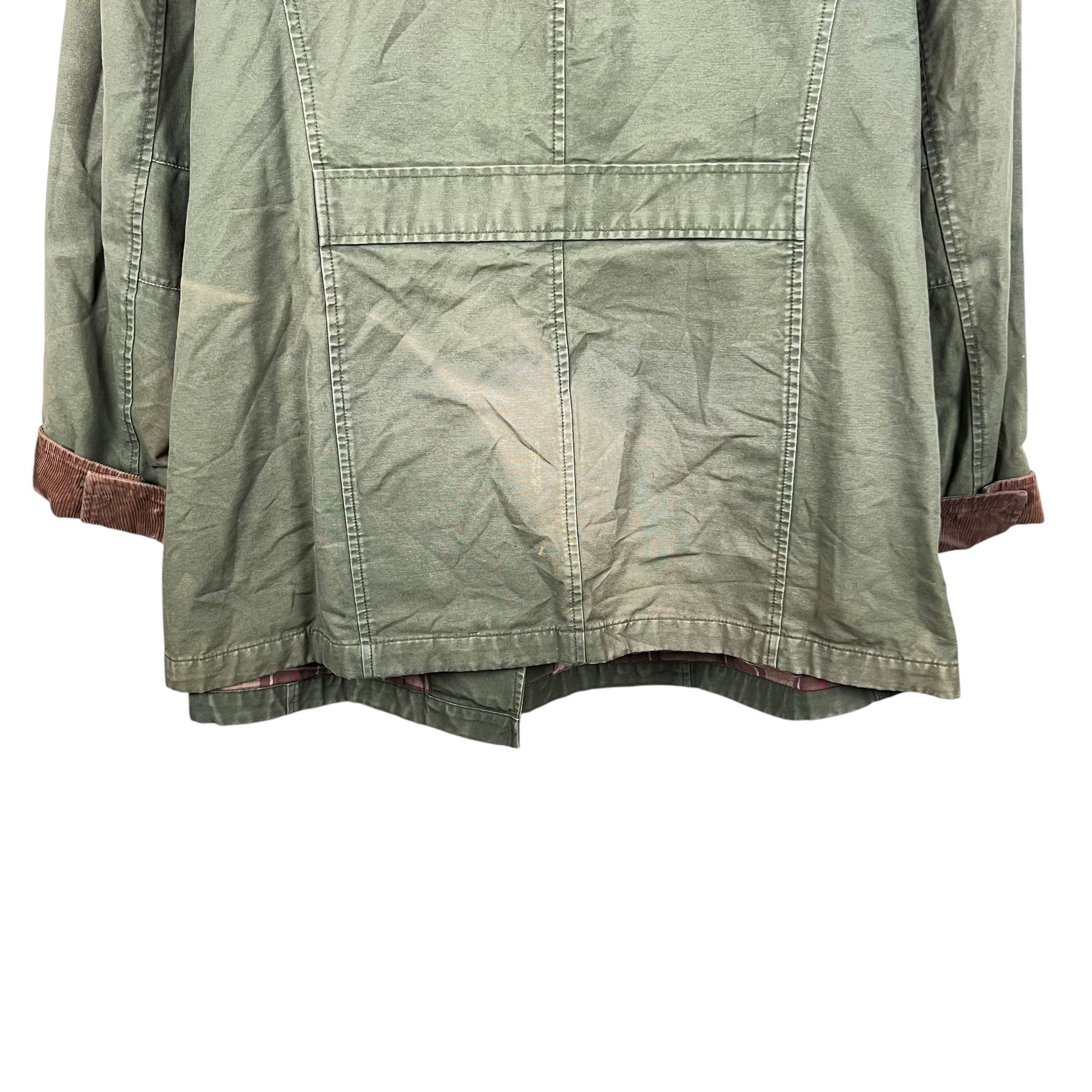 Vintage L.L. Bean Blanket Lined Chore Jacket Sun Faded Green