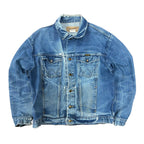 Vintage Wrangler Western Heavy Distressed Jean Jacket Light Wash