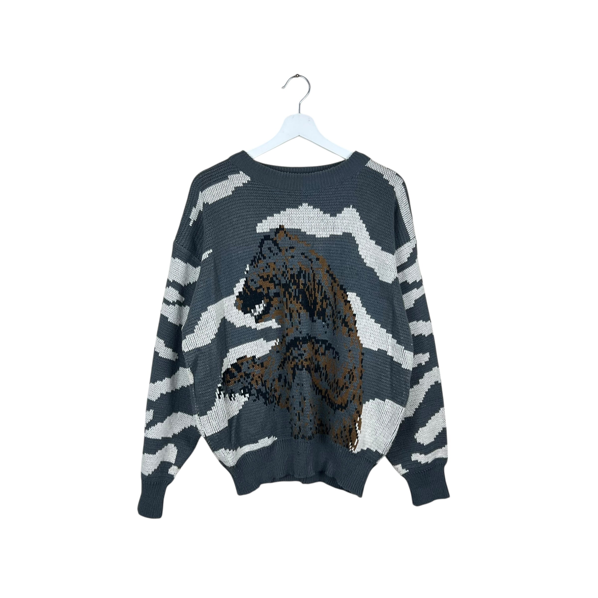 Vintage Private Stock Bear Print Knit Grey