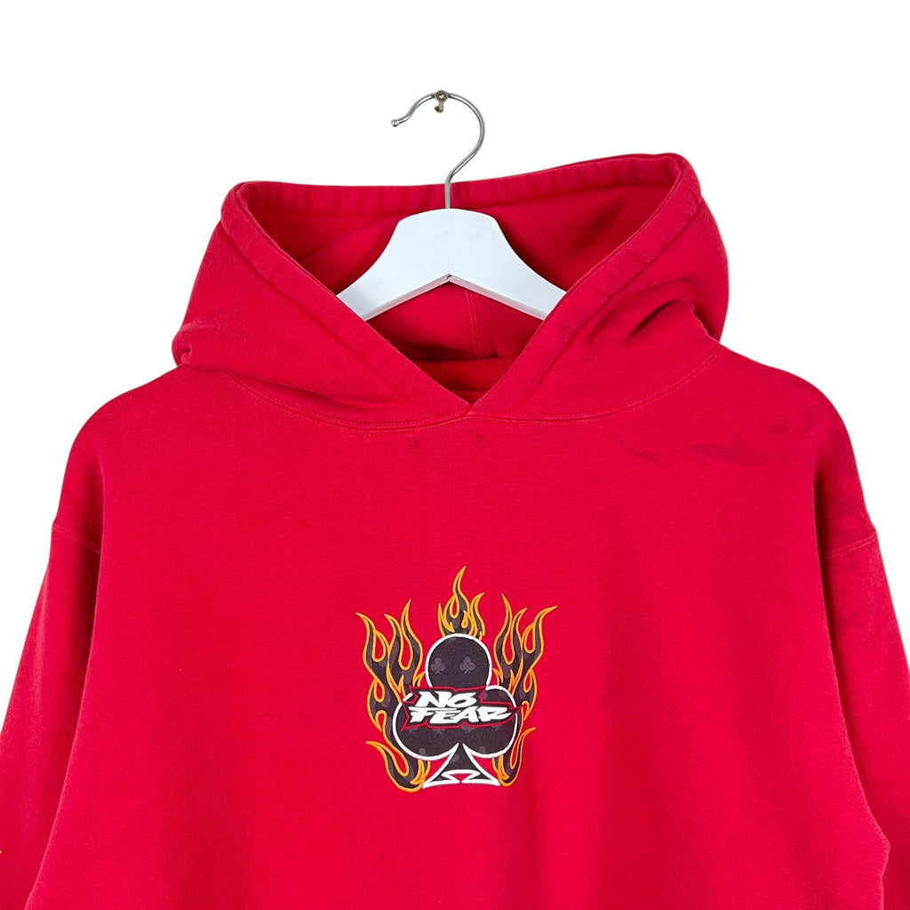 Vintage No Fear Youth Flaming Spade Hoodie Chilli Red