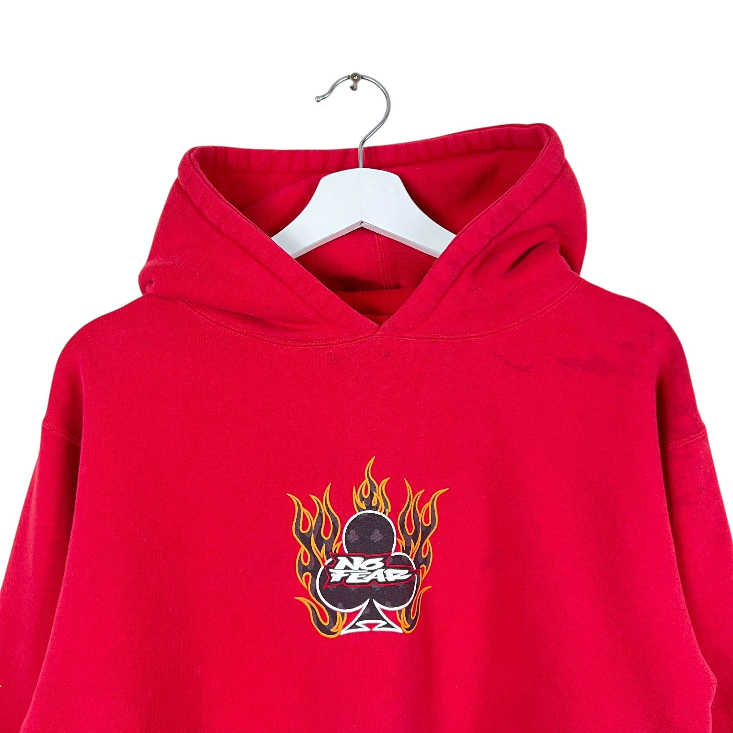 Vintage No Fear Youth Flaming Spade Hoodie Chilli Red