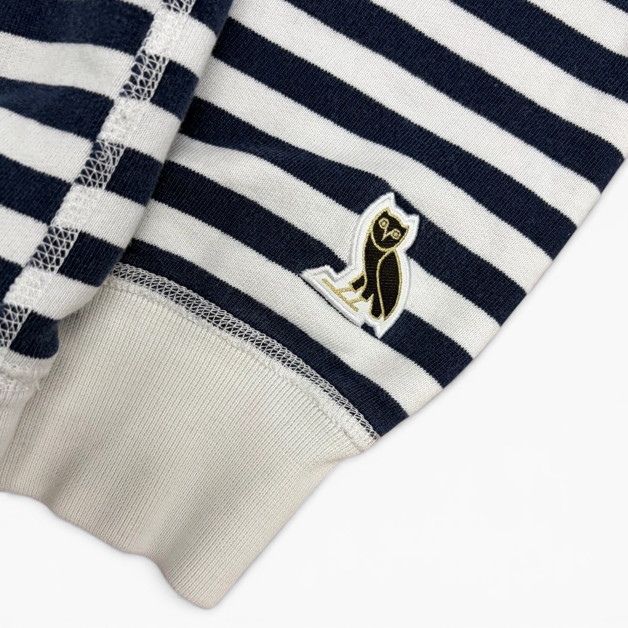OVO Gold Embroidered Logo Stripe Hoodie White/Navy
