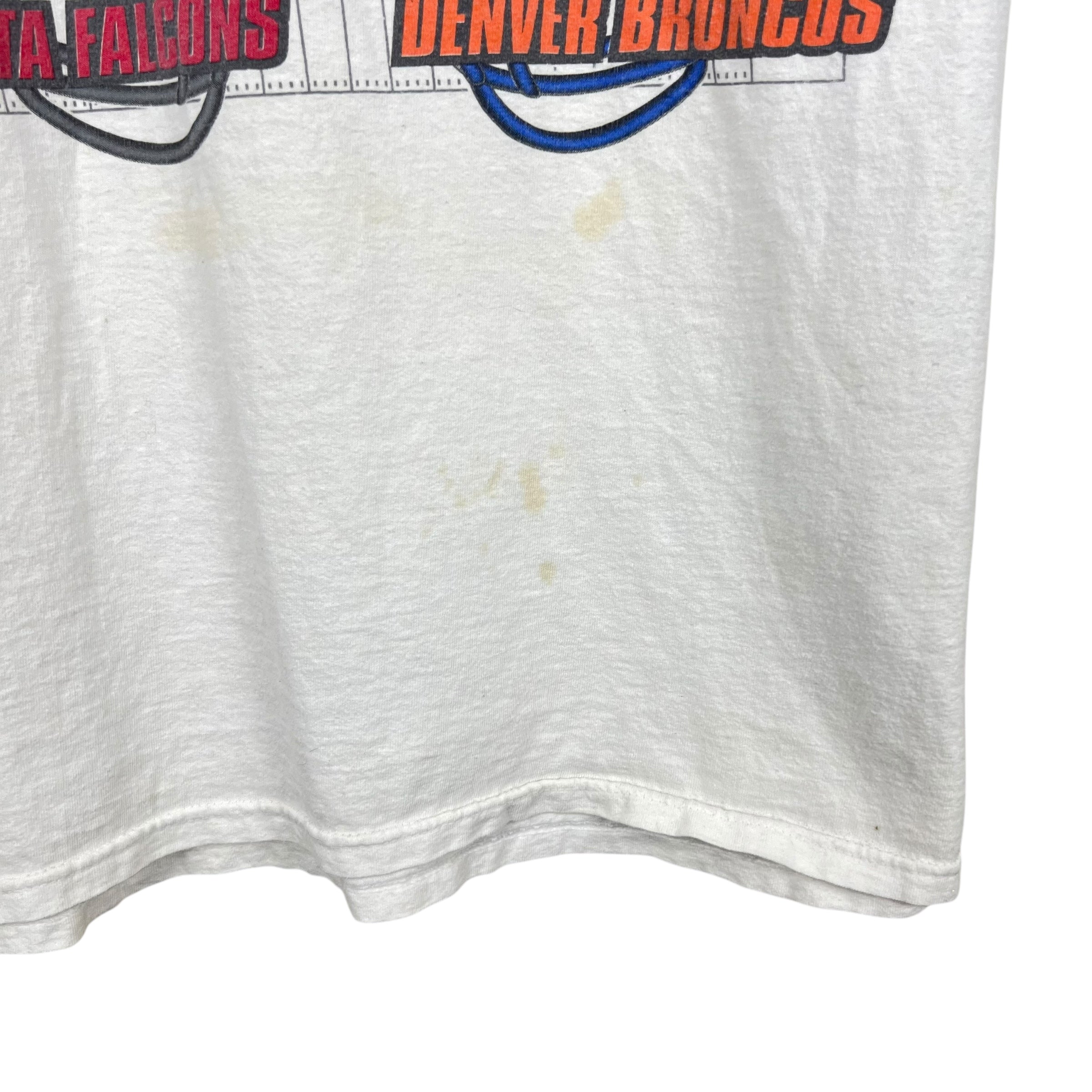 1999 Super Bowl XXXIII Denver Broncos vs Atlanta Falcons Promo Tee White