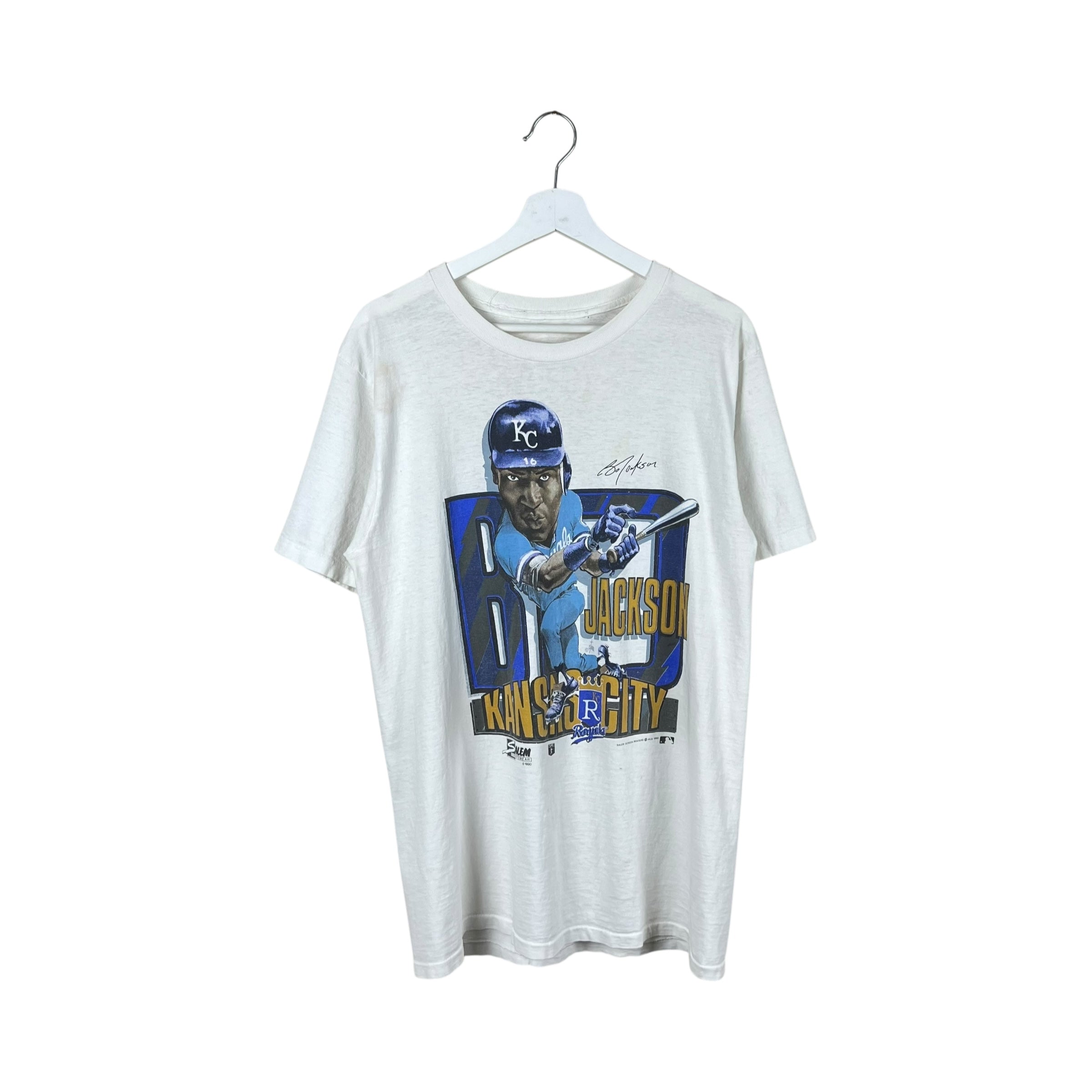 1990 Salem MLB Kansas City Royals Bo Jackson Character Tee White