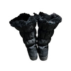 Coach Theona Jacquard Rabbit Fur Winter Boots Black