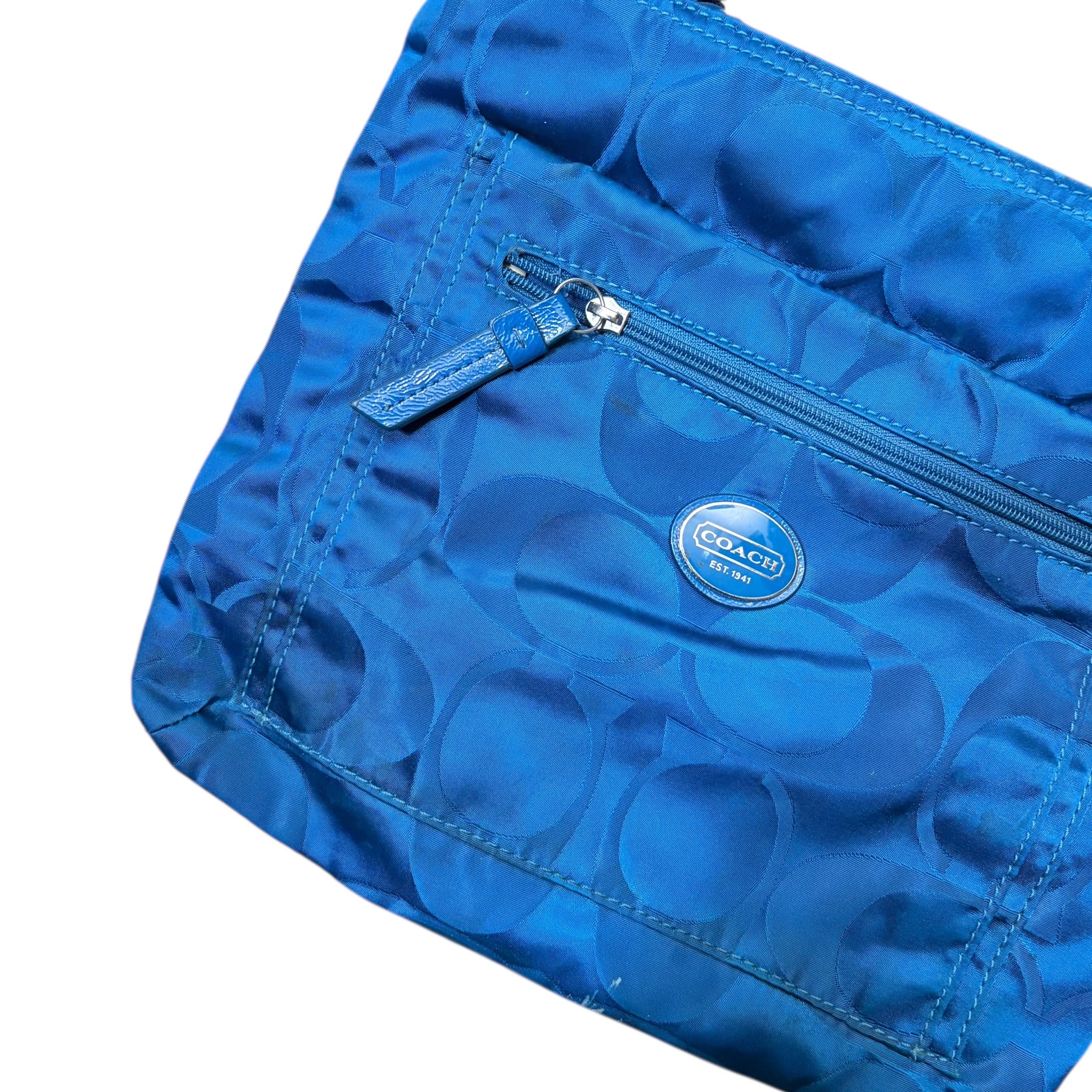 Coach Signature Nylon File Bag Blue