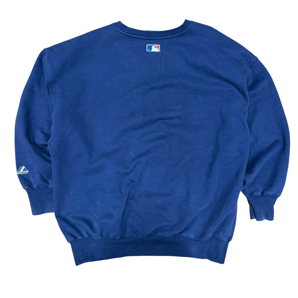 Vintage Majestic MLB Atlanta Braves Baseball Logo Crewneck Navy