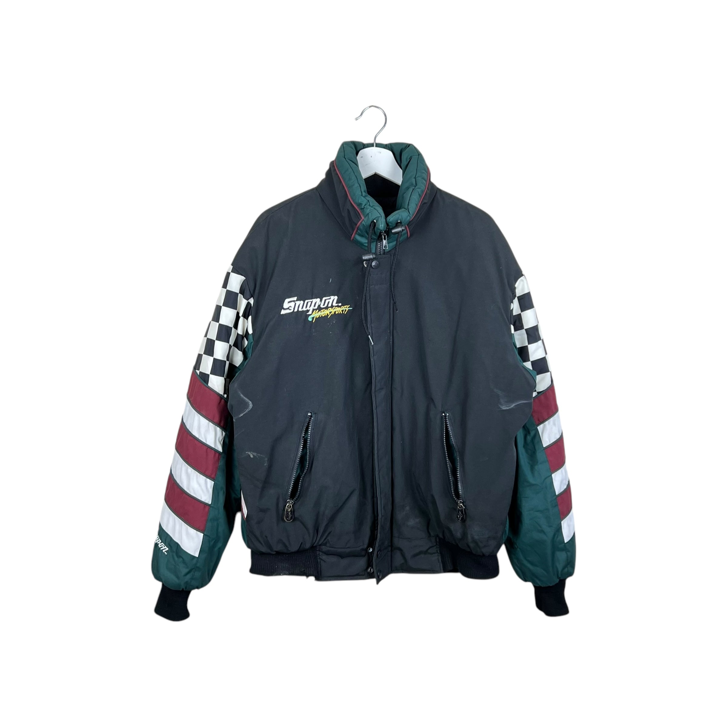 Vintage Snap-On Motorsports Checkered Puffer Jacket Black/Green