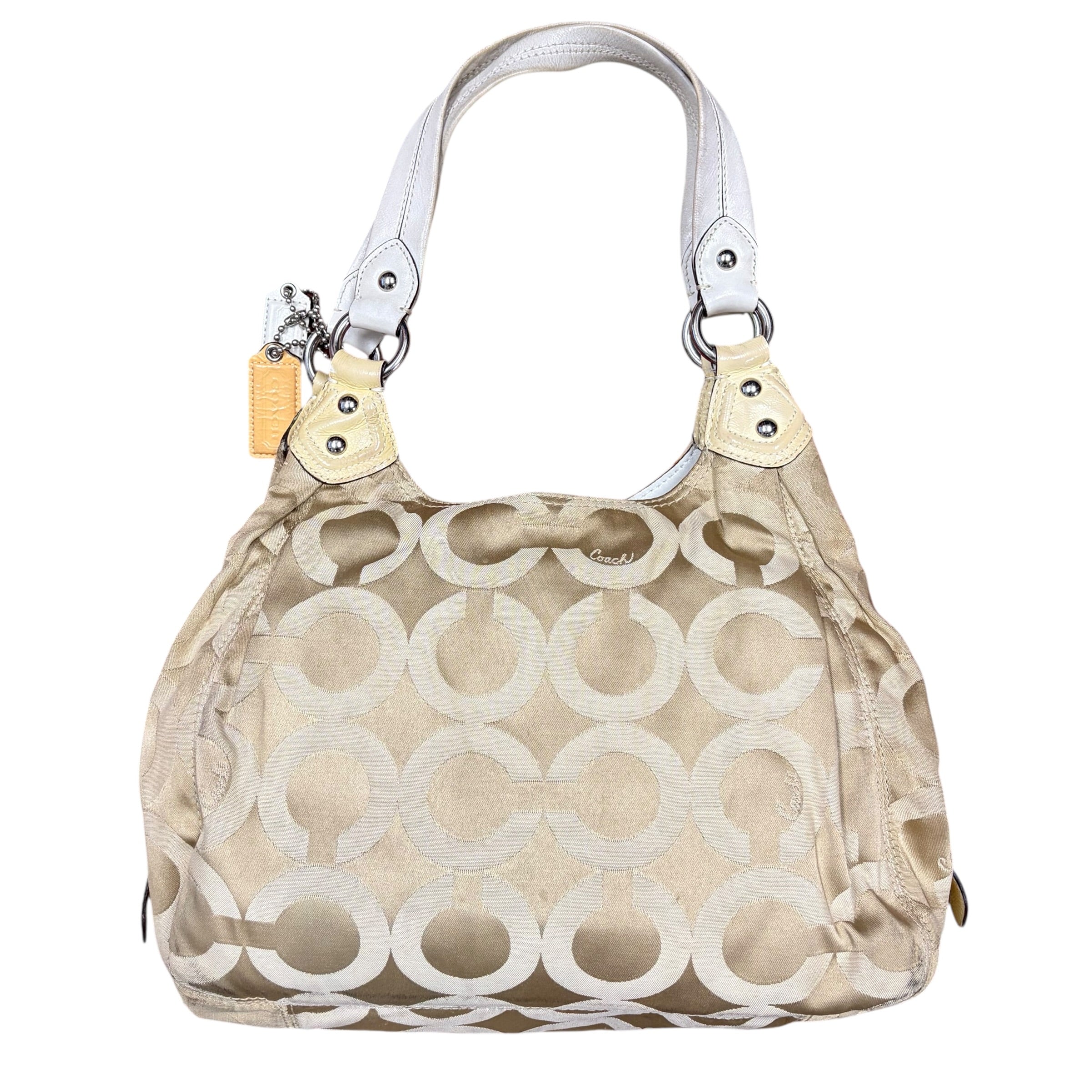 Coach Madison Sateen Hobo Signature Tote Bag Biege