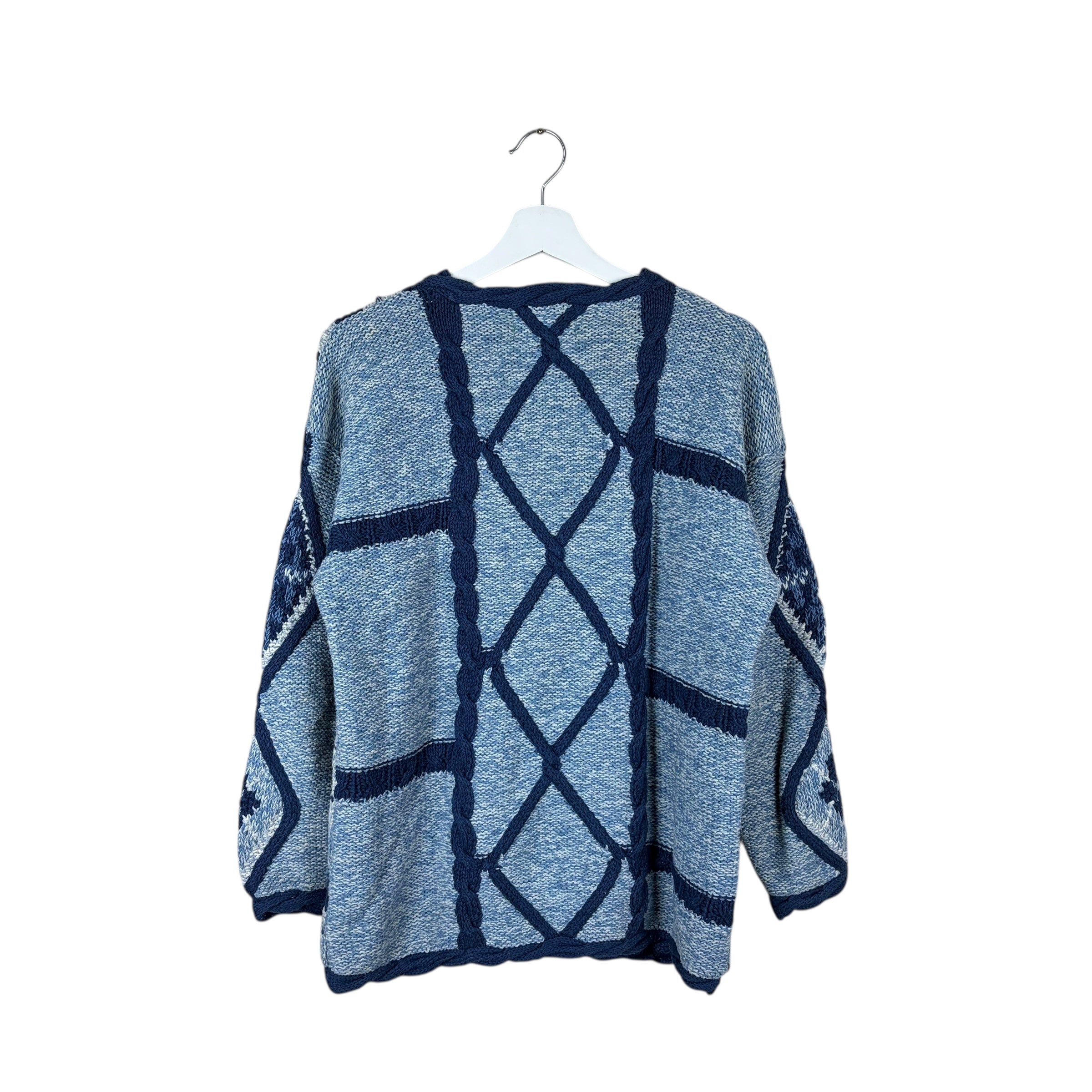 Vintage Funsport Pattern Cable Knit Blue