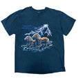 Vintage Nature Horses In Lightning Tee Black
