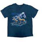 Vintage Nature Horses In Lightning Tee Black