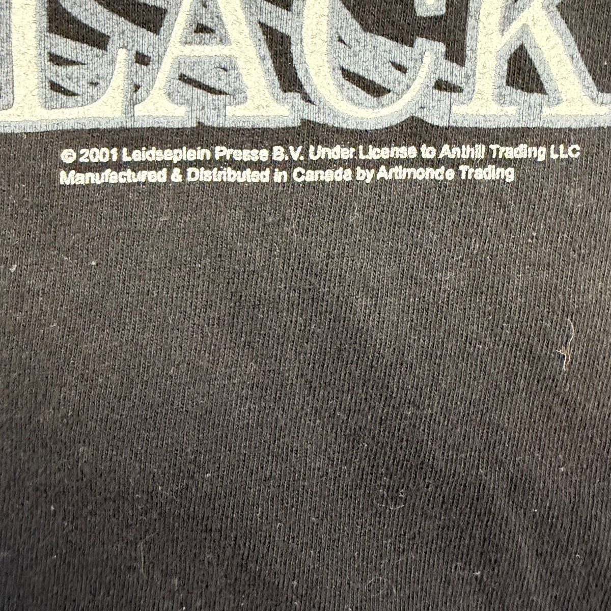 2001 Artimonde AC/DC Back In Black Album Tee Black