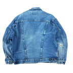 Vintage Wrangler Western Heavy Distressed Jean Jacket Light Wash