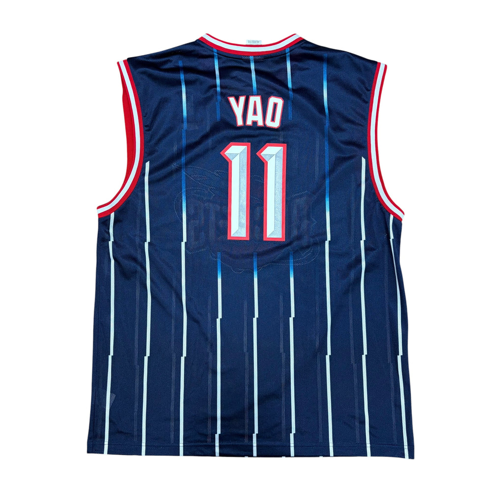 Vintage Reebok NBA Houston Rockets Yao Ming Throwback Pinstripe Jersey