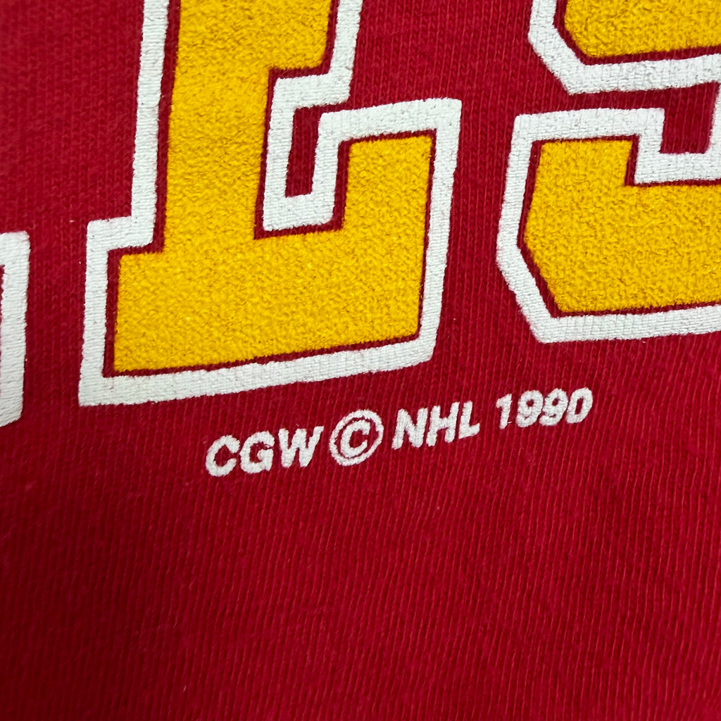 1990 NHL Calgary Flames Big Logo Tee Red