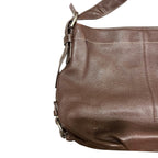 Coach Duffle Bucket Pebbled Leather Bag Brown