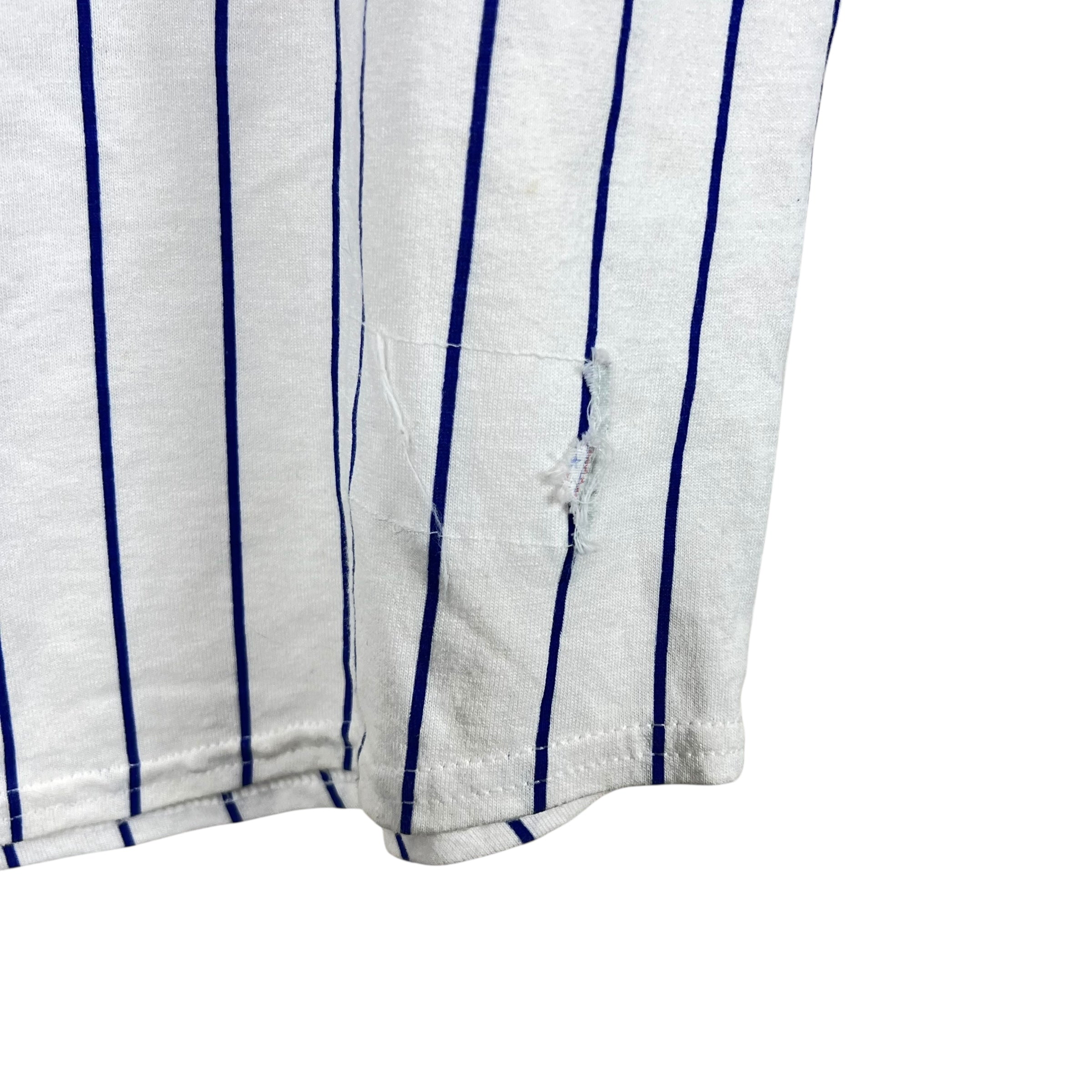 Vintage Russell Athletics MLB New York Mets Blank Home Pinstripe Jersey