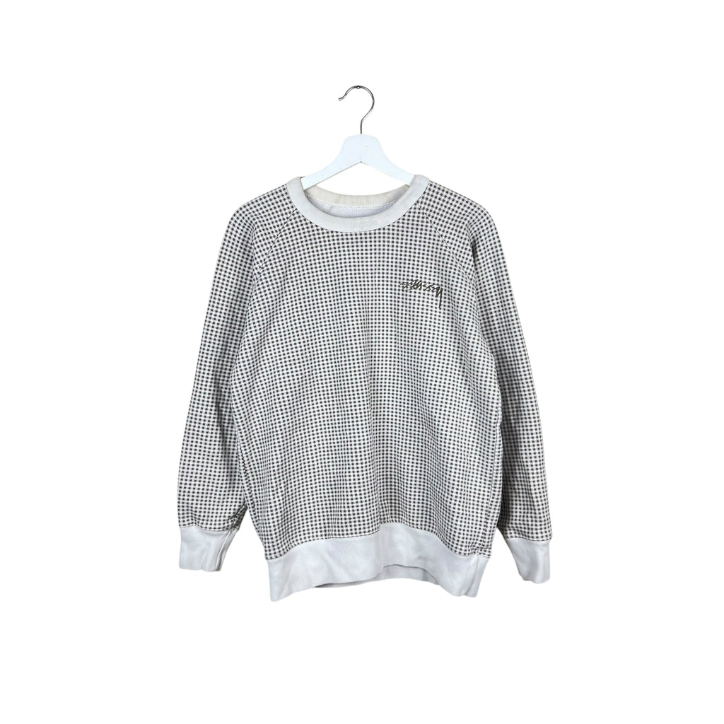 Stussy Checkered Logo Crewneck Beige