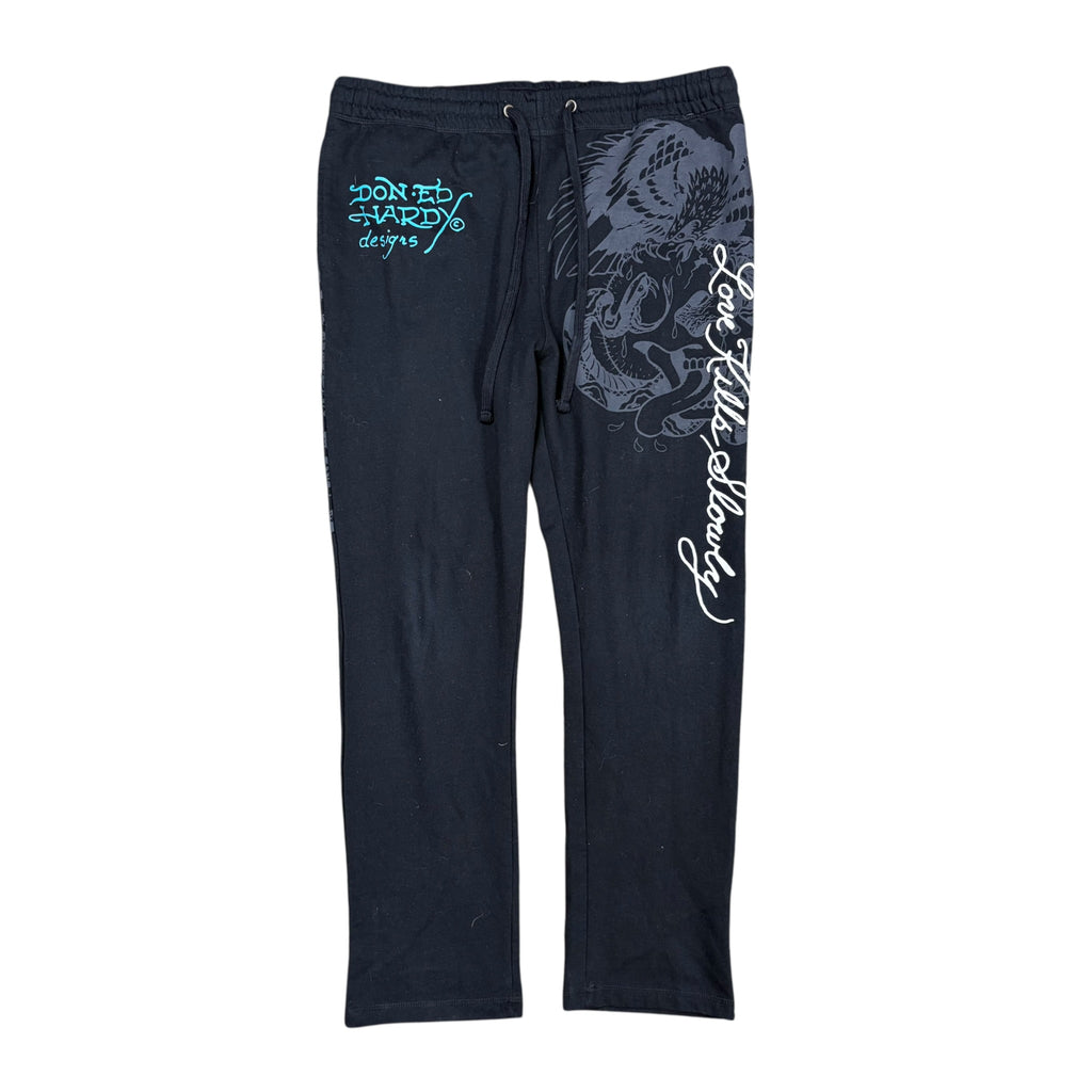 Y2K Ed Hardy Tiger Print Sweatpants Black