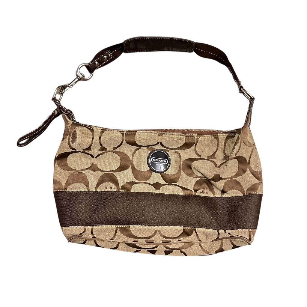 Coach Signature Stripe Hobo Bag Brown