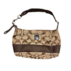 Coach Signature Stripe Hobo Bag Brown