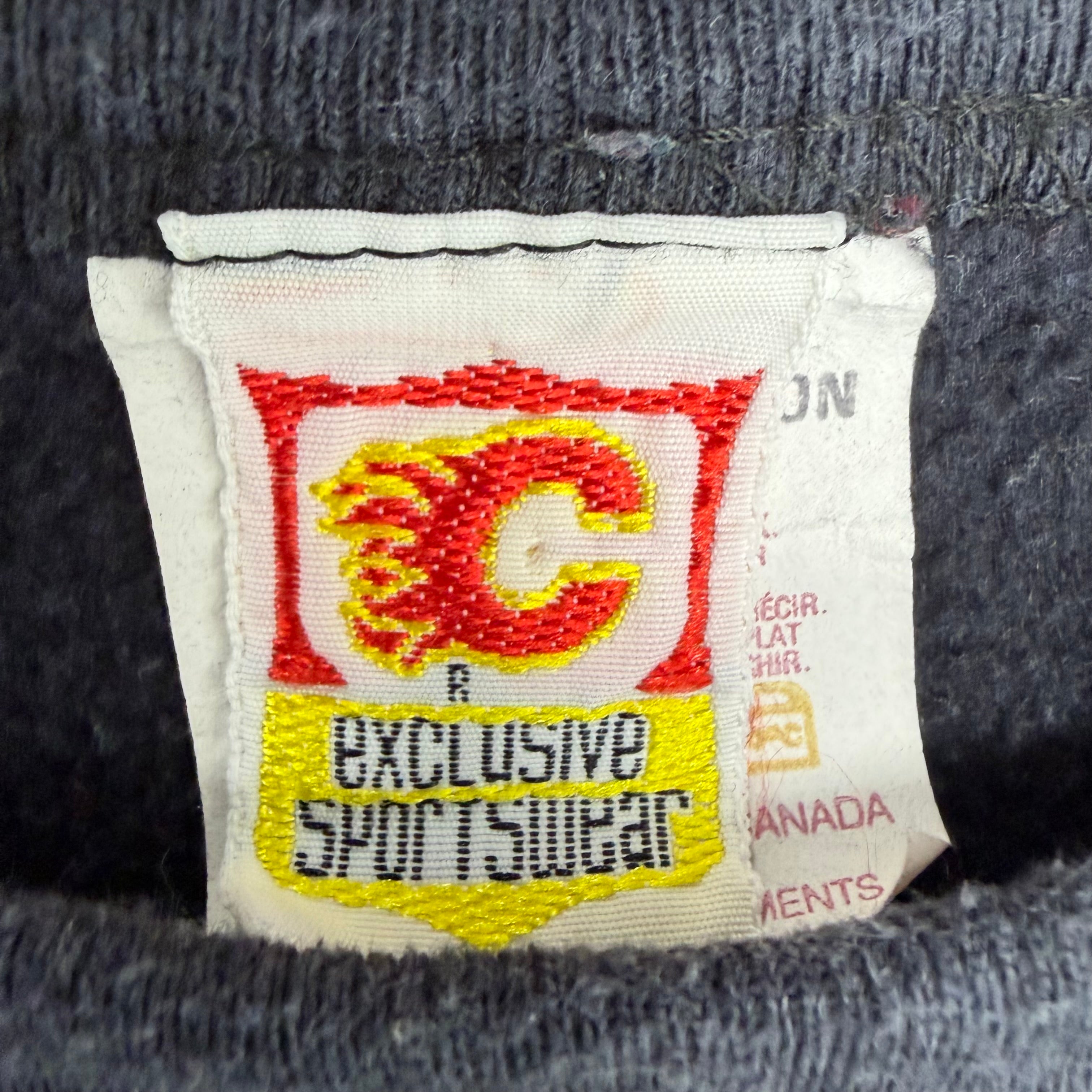 Vintage NHL Calgary Flames Side Stripe Crewneck Black