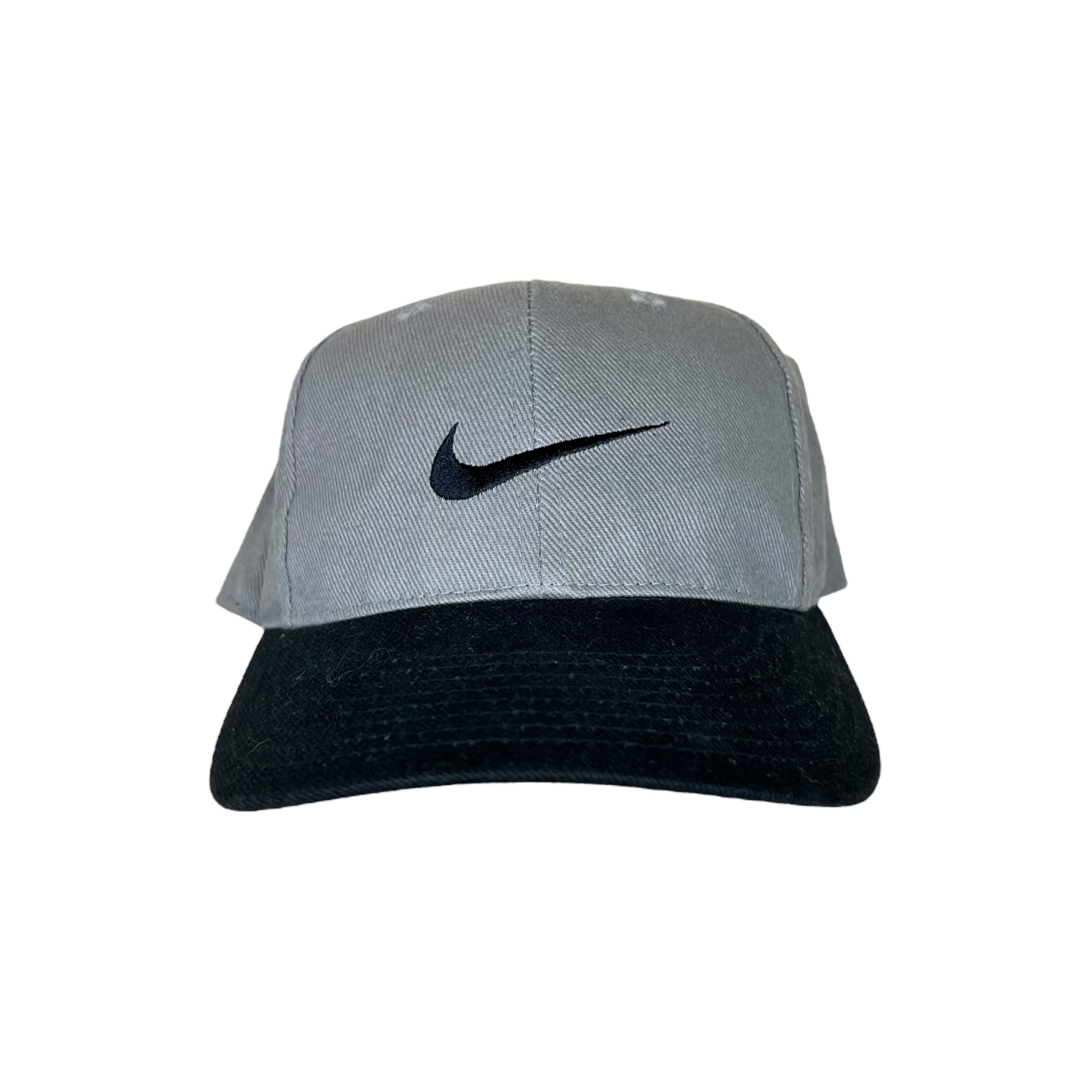 90s Nike Tiger Woods Big Swoosh Fitted Hat Grey/Black