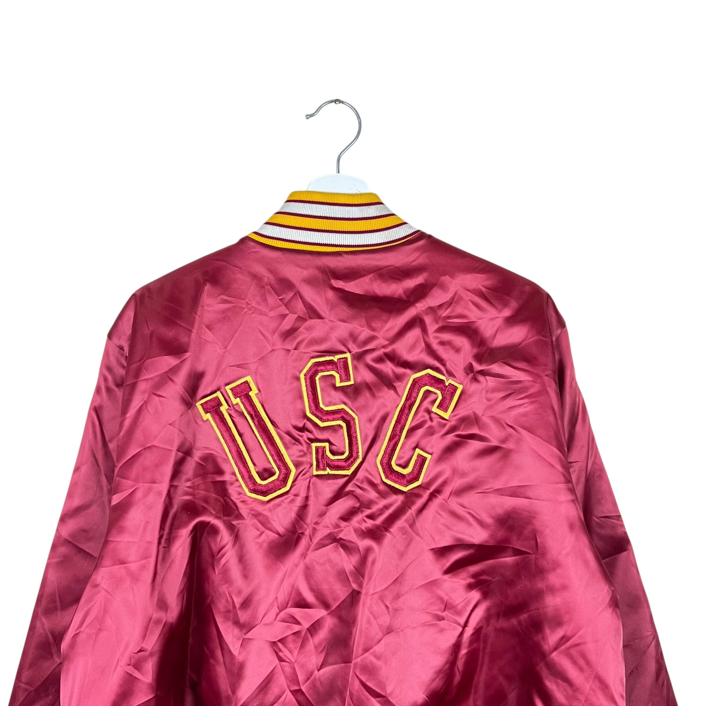 Vintage Bike USC Trojans Satin Spellout Jacket Red