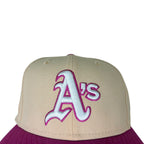 Vintage MLB Oakland Athletics 40th Anniversary Fitted Hat Cream/Pink