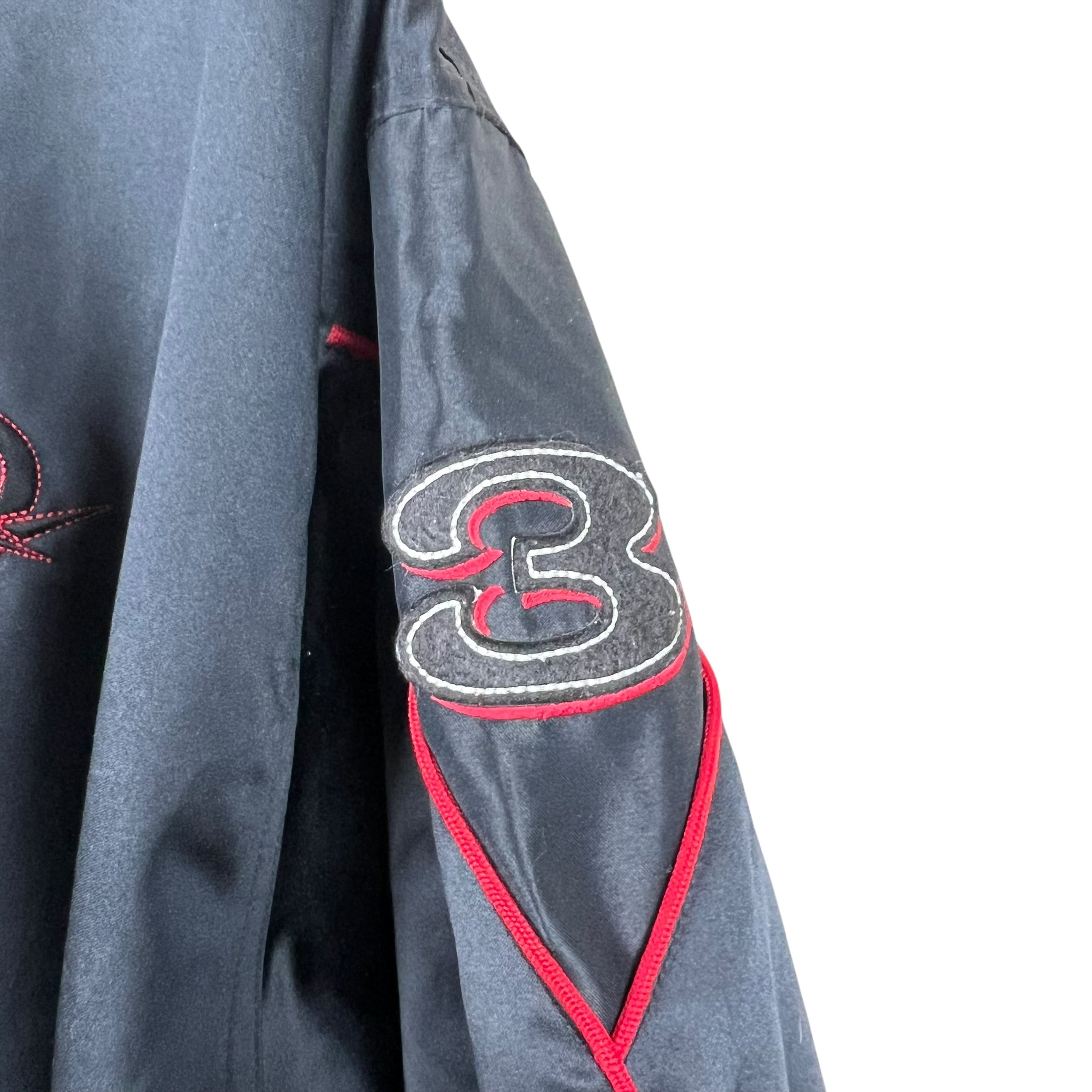 Vintage Reebok Allen Iverson Embroidered Logo Satin Bomber Jacket Black