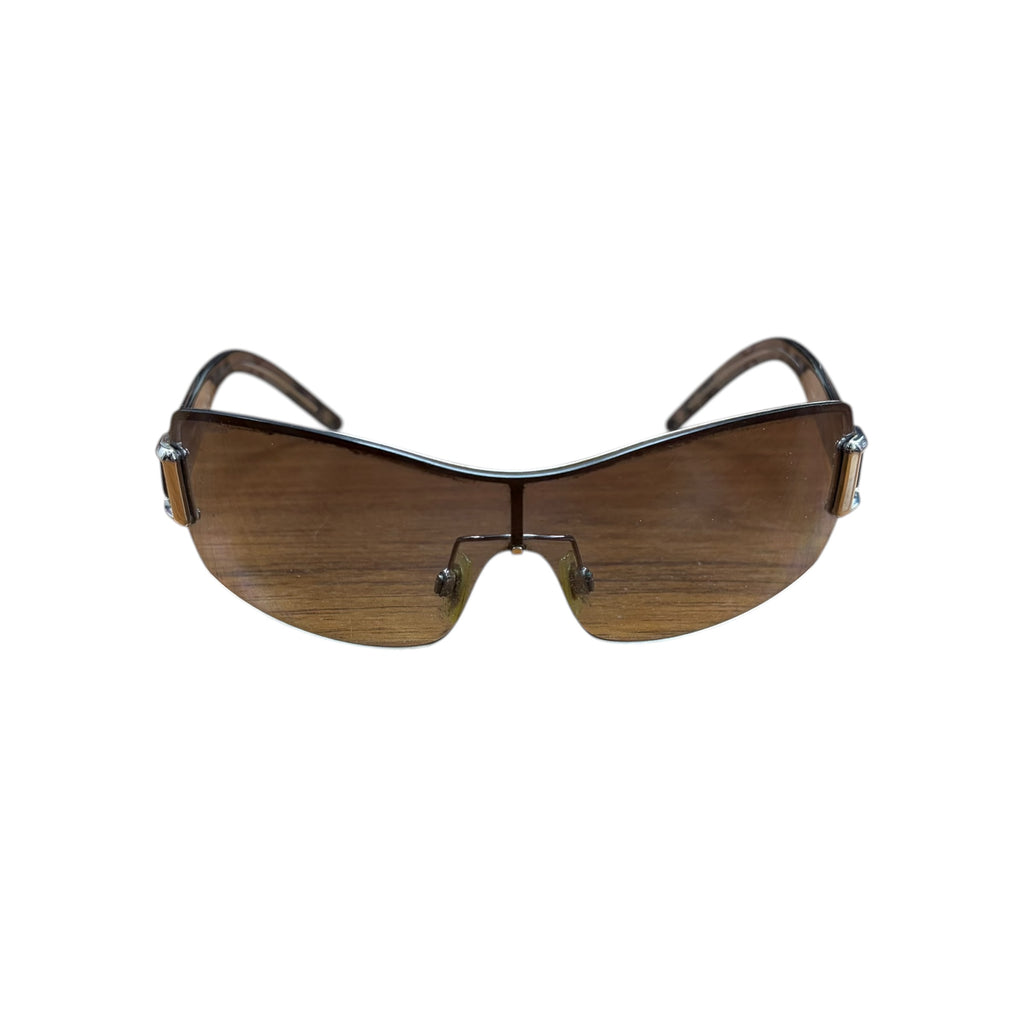 Burberry House Check Rimless Shield Sunglasses