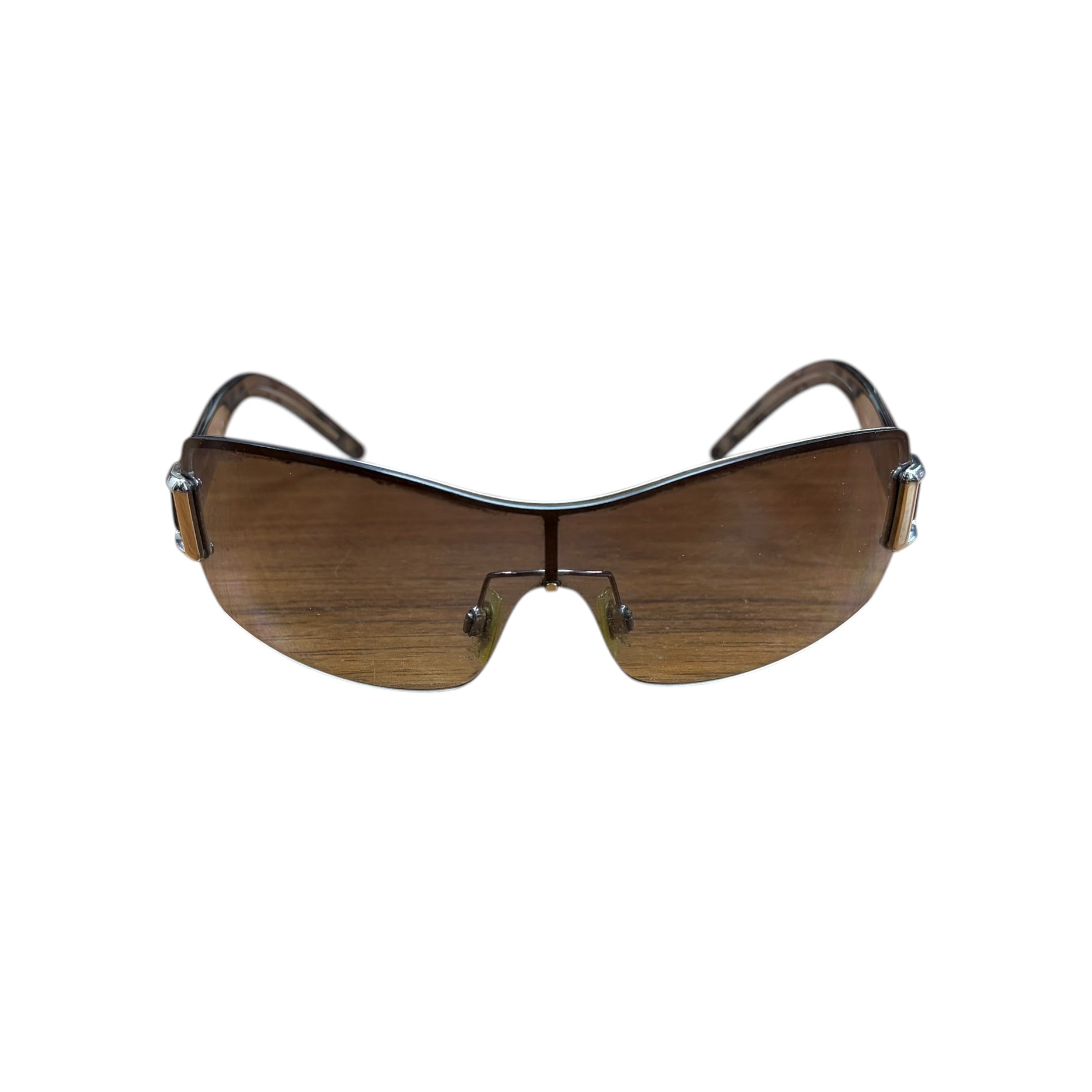 Burberry House Check Rimless Shield Sunglasses