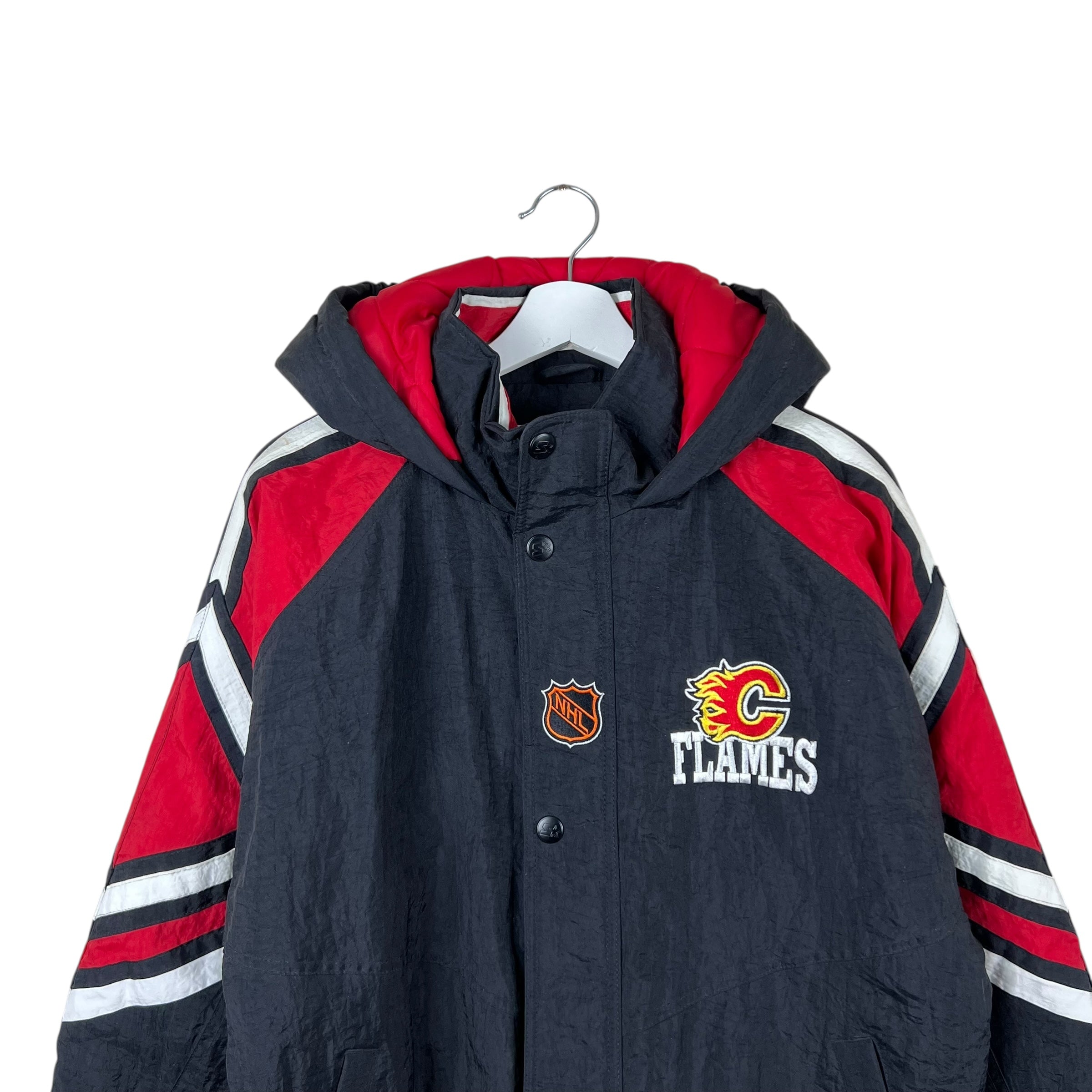 Vintage Starter NHL Calgary Flames Puffer Jacket Black