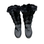Coach Theona Jacquard Rabbit Fur Winter Boots Black