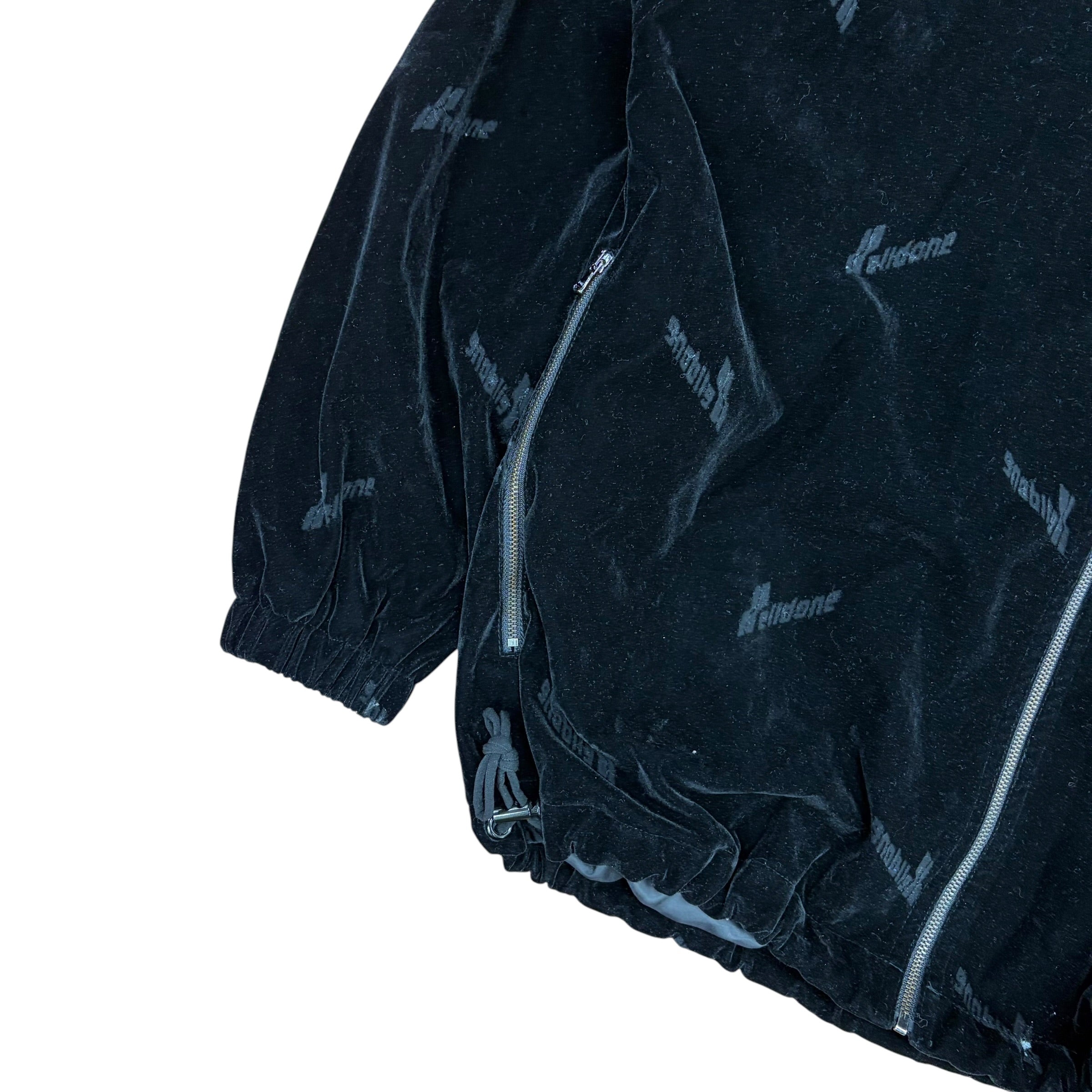 We11done Velour Repeat Logo Jacket Black