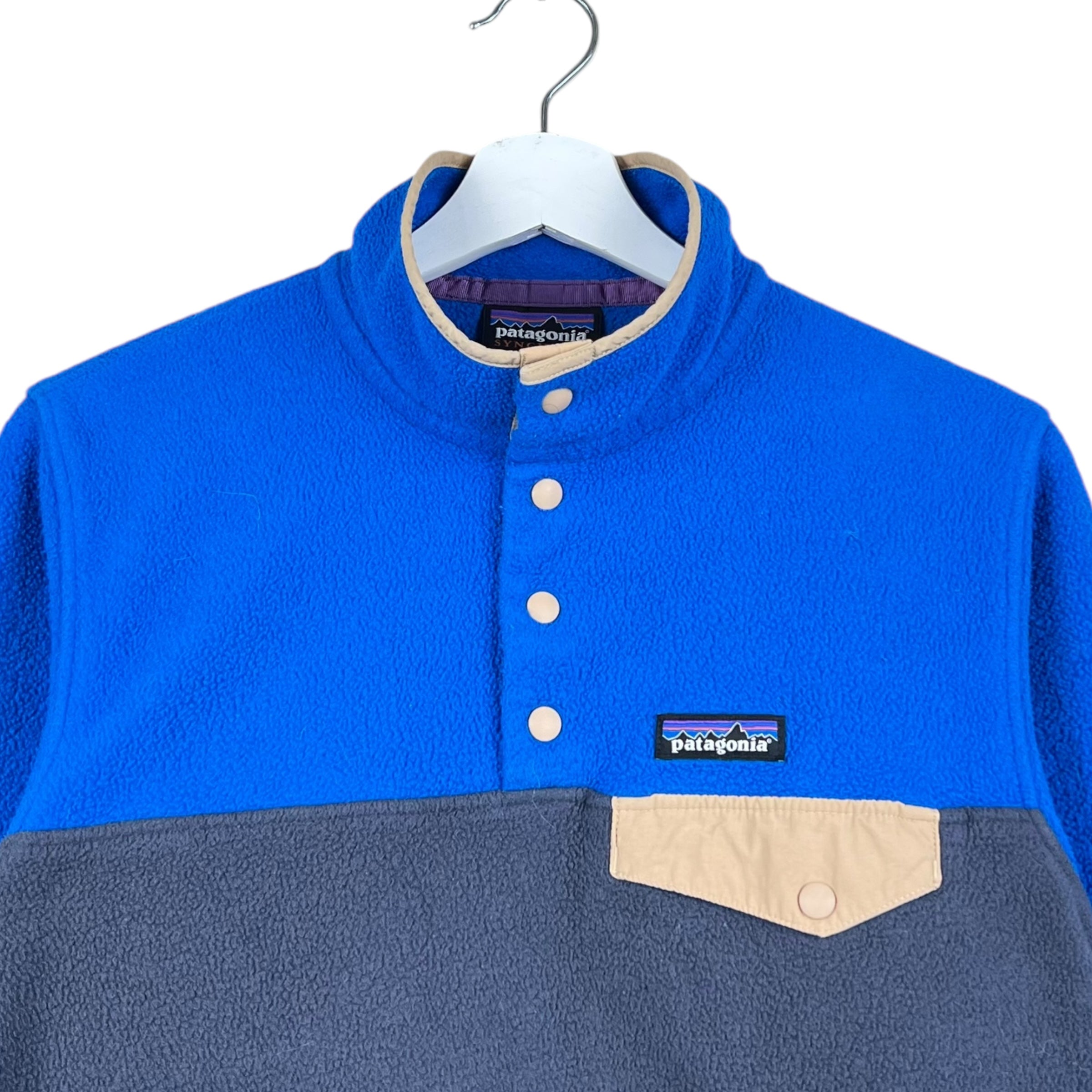 Vintage Patagonia Women’s Synchilla Two Tone Button Snap Blue