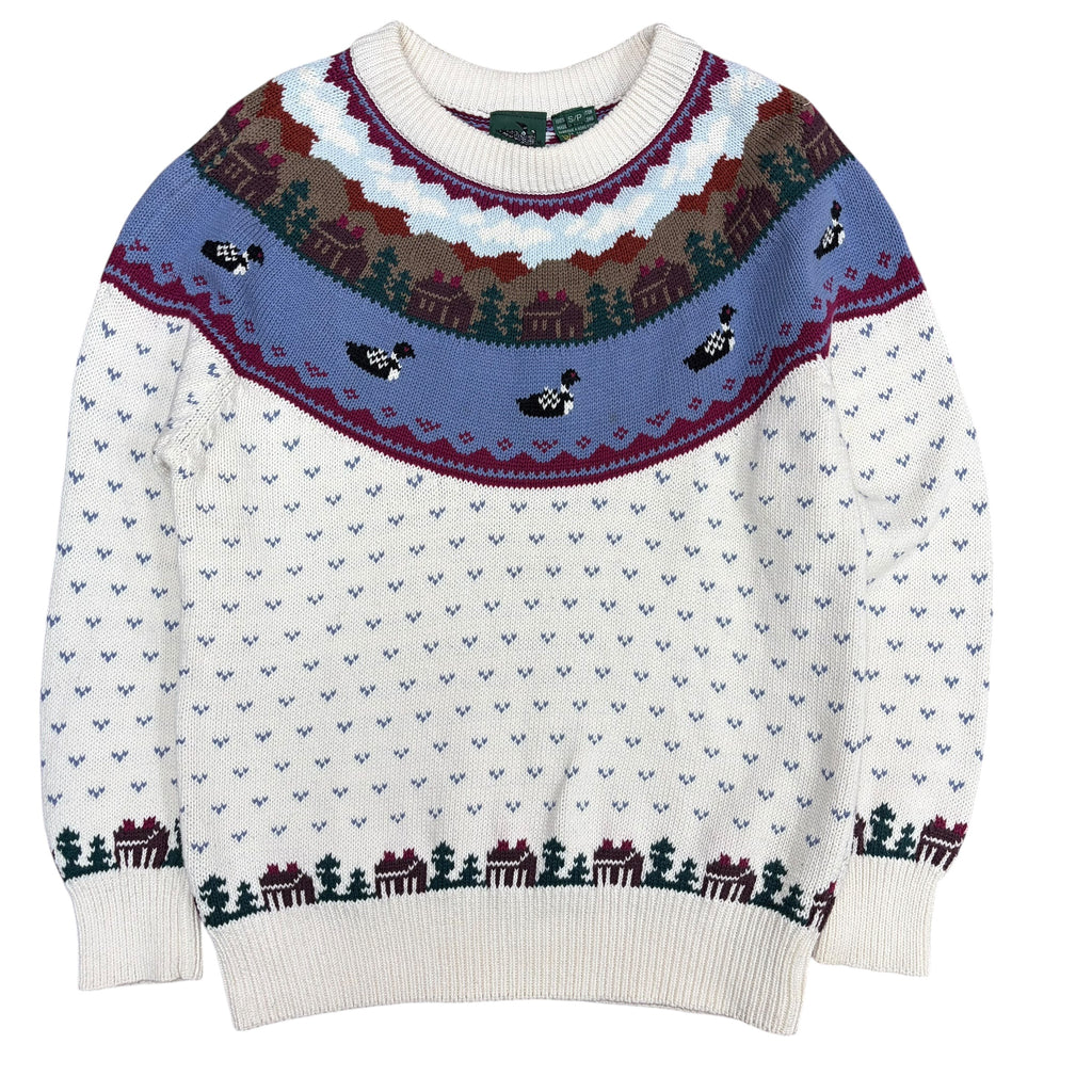 Vintage Northern Reflections Loon Scenery Pattern Knit